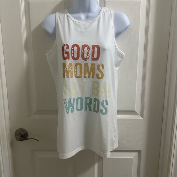 💥“Good Moms Say Bad Words” Women’s Sleeveless Tank size Small White, funny mom - Picture 1 of 9